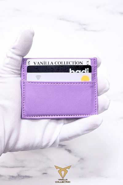 VANİLLA COLLECTİON Lilac Super Slim Mini Leather Card Holder and Business Card Holder