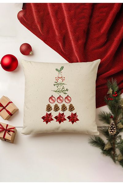 Filamente Christmas Themed Throw Pillow Cover / Christmas - Christmas Cushion Cover (Double-Sided Printed - Hidden Zipper)