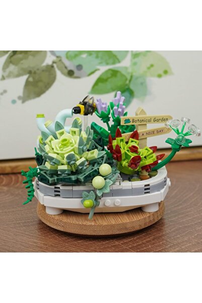 YILDIRIM OYUNCAK Micro Building Block Buildable Floral Celebration Gift 389 Pieces Potted Collectible Puzzle Set