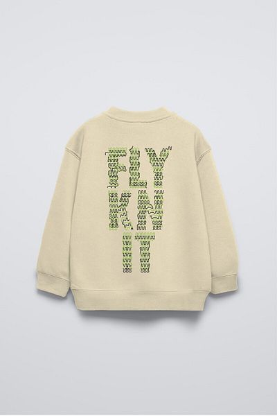 The Champ Clothing Μπεζ Crew Neck - Γραπτό Συλλεκτικό Παιδικό Φούτερ Oversize