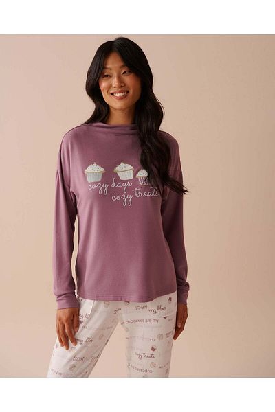La Vie en Rose Cupcake Print Recycled Fibers Long Sleeve Shirt