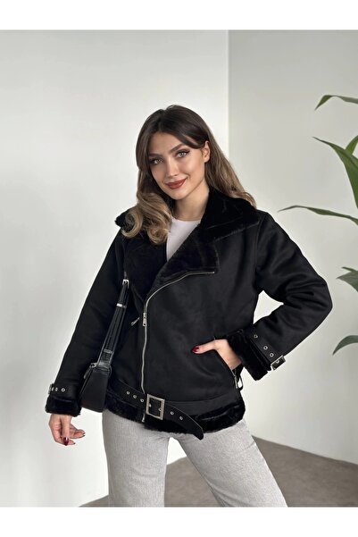 Foot sneakerss Yeni Sezon Kadın Içi Rapitli Kemer Detaylı Zr Deri Süet Mont