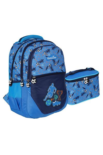 Relaxion Rucsac de școală cu 4 compartimente, rezistent la apă, pentru băieți RLX1350BlueFootball
