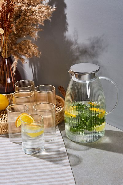 Perotti Savio Stripe 7 Piece Glass and Jug Set