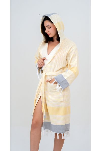 EMİLLİE Mi̇ra Towel Pectemal Bathrobe Unisex - 100% Cotton