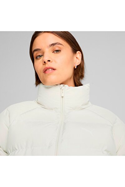 Puma Palton alb pentru femei Mono cu guler stand