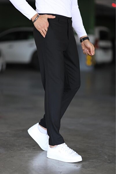 Bürke Men's Black Color Italian Cut Slim Fit Quality Fabric Trousers