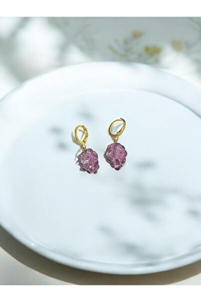 FASİON El Yapımı Cam Figürlü Küpe Altın Kaplama