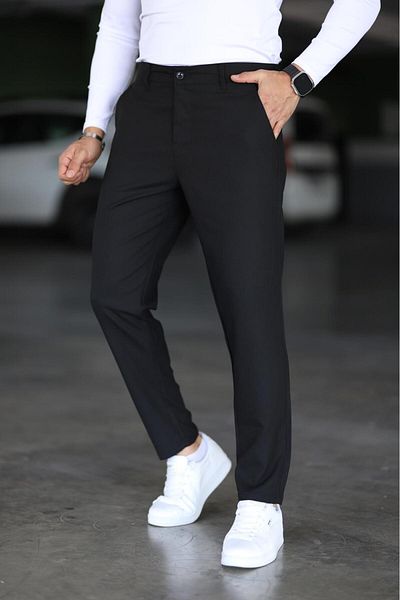 Bürke Men's Black Color Italian Cut Slim Fit Quality Fabric Trousers
