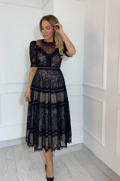 gesmoda M1376 Rochie Dantela Design Neagra