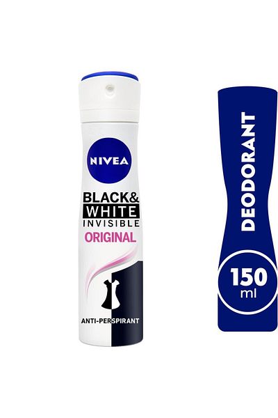 NIVEA نيفيا مزيل عرق بخاخ بلاك اند وايت انفيزبل اورجينال للنساء 150 مل