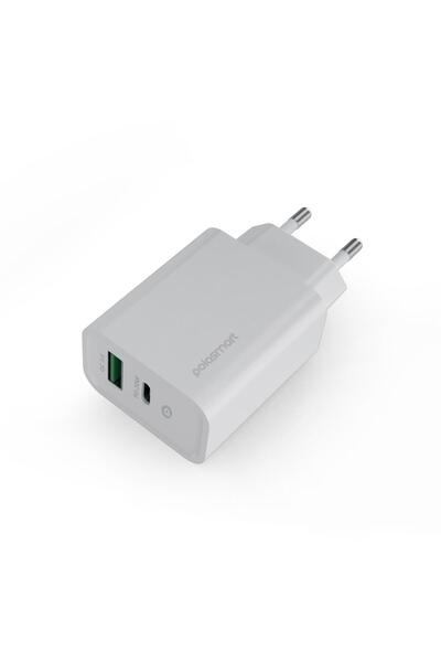 Polosmart PBS117 Ouick Şarj 3.0 PD Çıkış 20W Adaptör Duvar Şarjı Beyaz