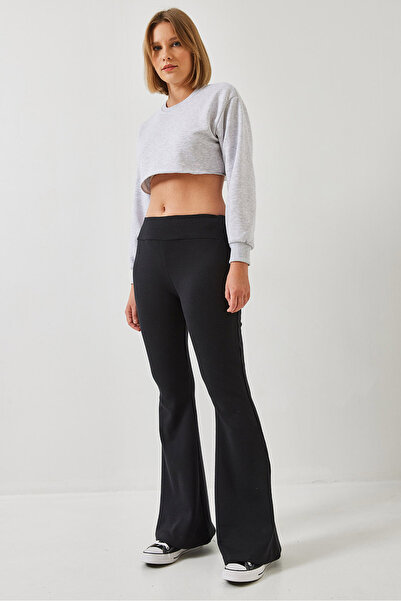 Bianco Lucci Dámské žebrované španělské legíny s vysokým pasem 0160 60351050