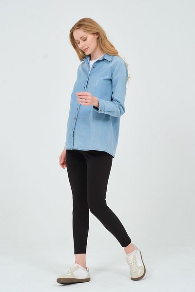 BUSA Blue Maternity Long Sleeve Denim Shirt