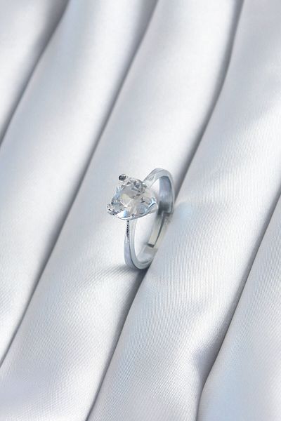 Skygo Silver Color Zircon Heart Model Women's Ring