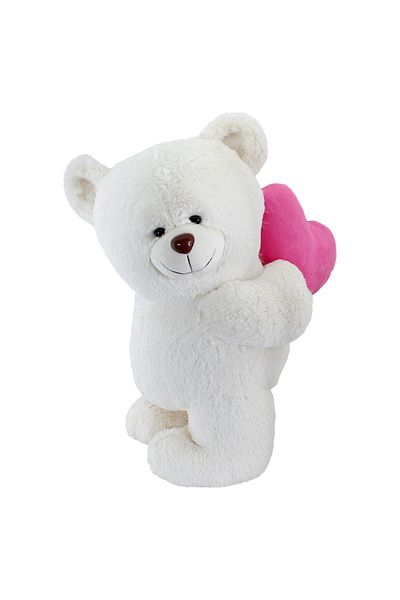 Neco Plush دب قطيفة على شكل قلب على الظهر 55 سم - كريمي