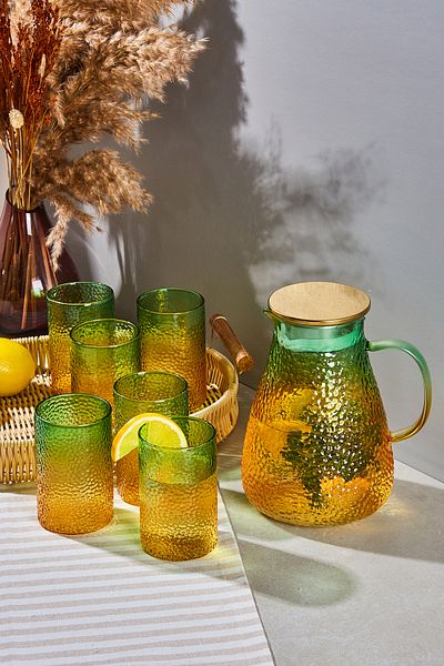 Perotti Savio Color 7 Piece Glass and Jug Set