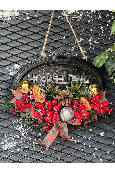 TASARIMHMODA Πρωτοχρονιάτικο Στολίδι Ξύλινη Πόρτα Νο:1
