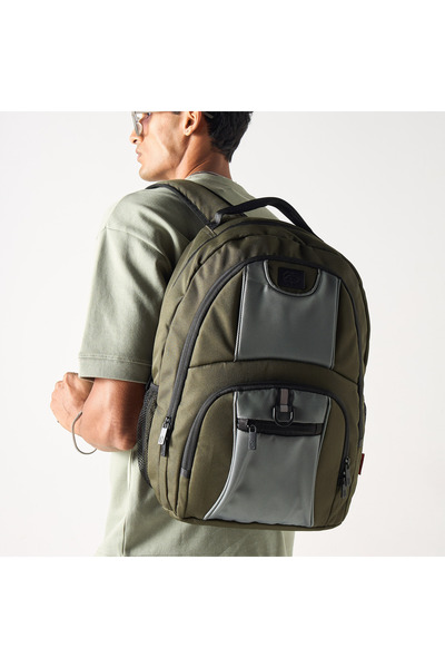 ECKO Unltd Panel Detail Backpack with Adjustable Straps and Zip Closure