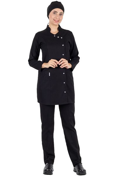 Alsancak Üniforma Luxe Hijab Negru Tesatura Groasa Lycra Hijab Asistenta Tricou Si Set Tricou Doctor