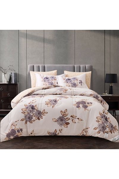 Donetella Printed Bedding Comforter Set 350 Gsm, 6 Pcs King Size,240x260 Cms