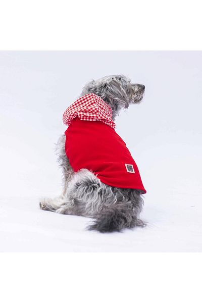 Pawstar Red Gingham Cat Dog T-Shirt - Hooded Outfit