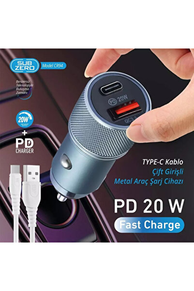 Subzero Cr94 20w 3.4a Hızlı Pd Usb Çıkışlı Type-c Araç Şarj Aleti