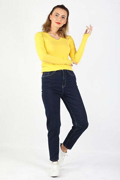 BALİNS Kadın Şardonlu Kot Pantolon Koyu Mavi