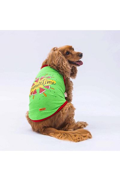 Pawstar Green Summer Time Cat Dog T-Shirt - Cat Dog Outfit