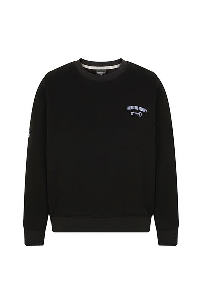 Eazy Co Eazy Unlock the Journey - Hanorac gros unisex oversize negru cu decolteu