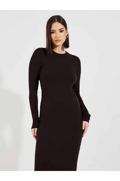 Styli Solid Knit Sweater Midi Dress