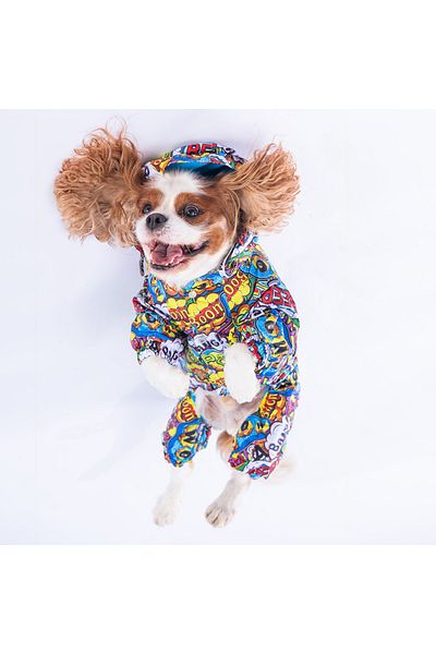 Pawstar Popart Fleece Dog Jumpsuit Raincoat Dog Raincoat Dog Outfit Dog Dress