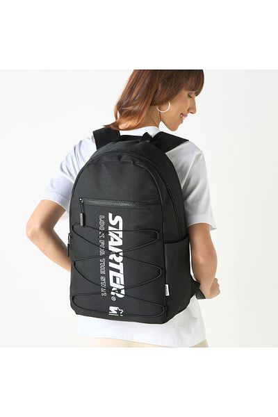 Starter Logo Print Backpack with Adjustable Straps and Zip Closure