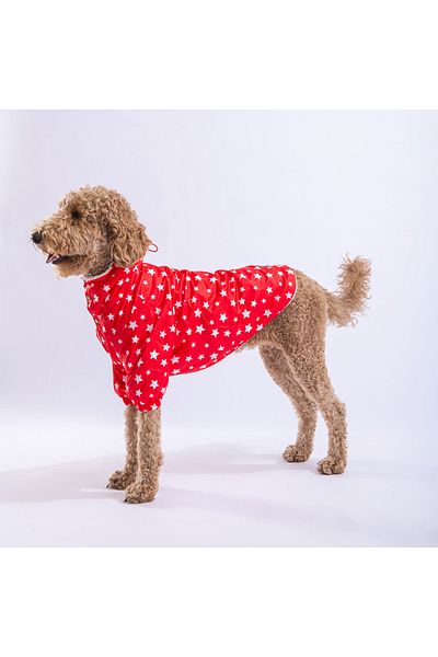 Pawstar Red Stars Medium and Large Breed Dog Coat Dog Raincoat Dog Suit Dog Outfit