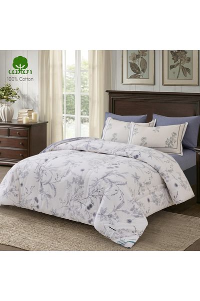 Donetella Cotton Floral Comforter Sets, 6 - Piece Fits 260 x 240 Cms King Size