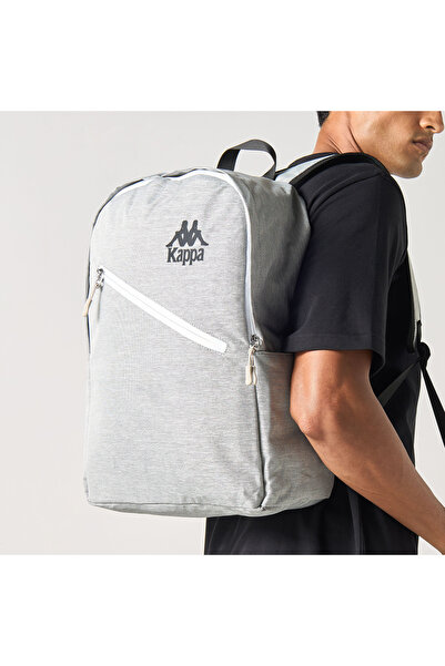 Kappa Logo Print Backpack with Adjustable Shoulder Straps