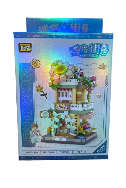 YILDIRIM OYUNCAK Micro Block Flower Shop Set 390 Pieces - Building Block Construction Decorative Flower Shop