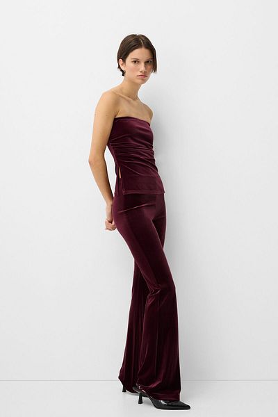Bershka Flared velvet trousers