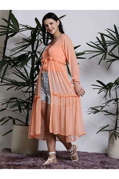 Sera By Styli Ruffle Detail Tie-Up Shrug