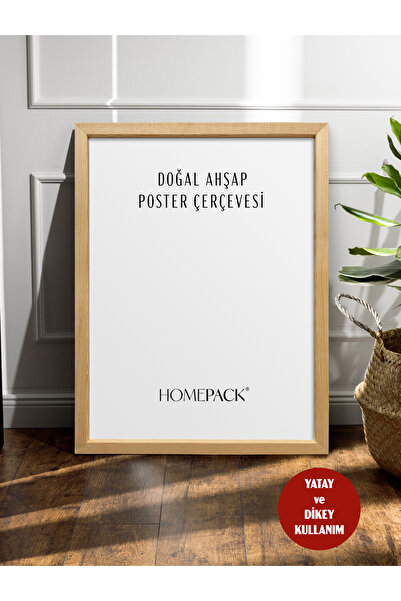 HOMEPACK DOĞAL AHŞAP 3 Parça Poster Çerçevesi, Çam Malzeme, Önü Korumalı Boş Çerçeve DOĞAL-AHŞAP-ÇERÇEVE-ÜÇLÜ