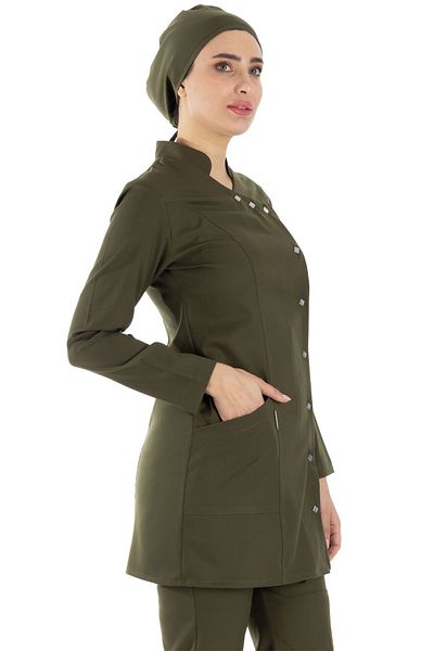 Alsancak Üniforma Luxe Hijab Khaki Πράσινο Χοντρό Ύφασμα Lycra Hijab Nurse Jersey and Doctor Jersey