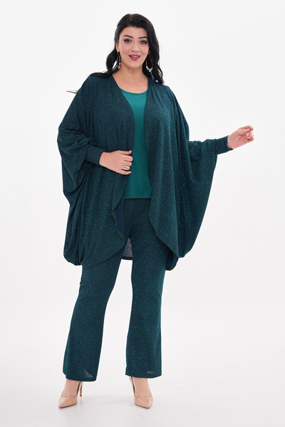 IŞILTI Μεγάλο μέγεθος Glittery Loose βραδινό φόρεμα - Σετ παντελόνι με εσώρουχο 5002