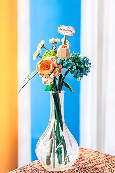 YILDIRIM OYUNCAK Micro Building Block Buildable Floral Celebration Gift 680 Pieces - Decorative Flower Bouquet Set