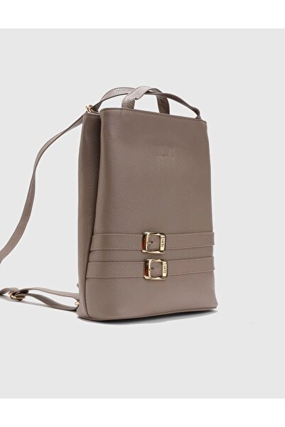 İLVİ Anke Kadın Sırt Çantası Vizon Hakiki Floter Deri