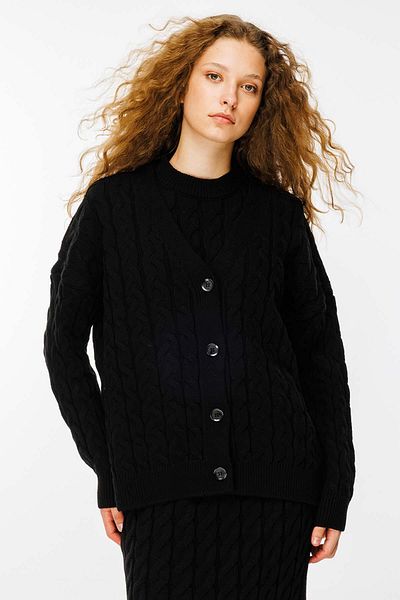 Hooopstore Hair Knit Knitwear Black Dress Cardigan Set