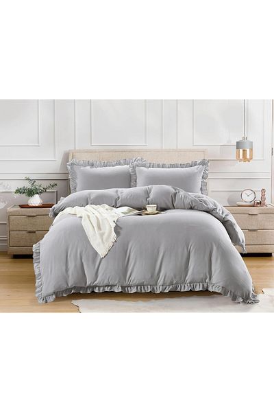 Donetella 3 -Piece Ruffled Twin Size Duvet Set 170x230 cm Without Filler