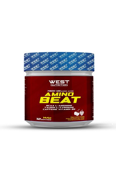 West Nutrition Amino BEAT BCAA - L-الأرجينين والكافيين والتيروزين 144 جرام 12 خدمة بنكهة الكرز والفراولة