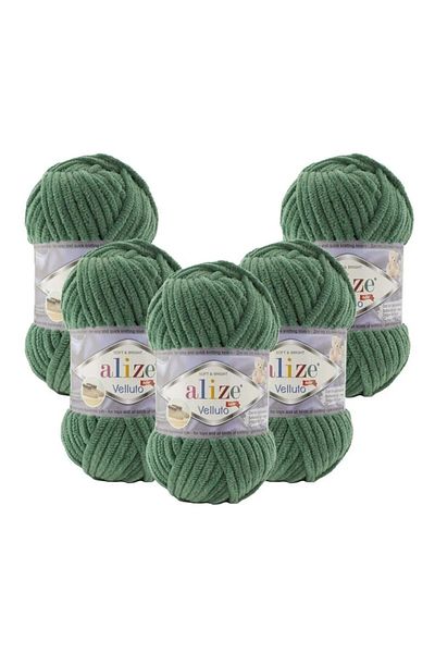 Alize 532 Pine Green Velluto Velvet Πλεκτό στο χέρι - Συσκευασία 5 (5x100gr), 68 μέτρα