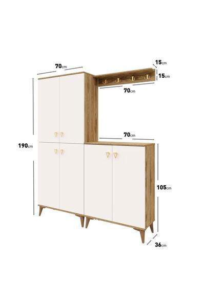 mapahomeliving Simple Prt6190 Portmanto Vestiyer Ekru Ceviz