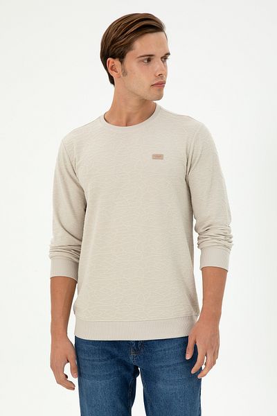 U.S. Polo Assn. Ανδρικό φούτερ με κανονική εφαρμογή Crew Neck Khaki 1945735